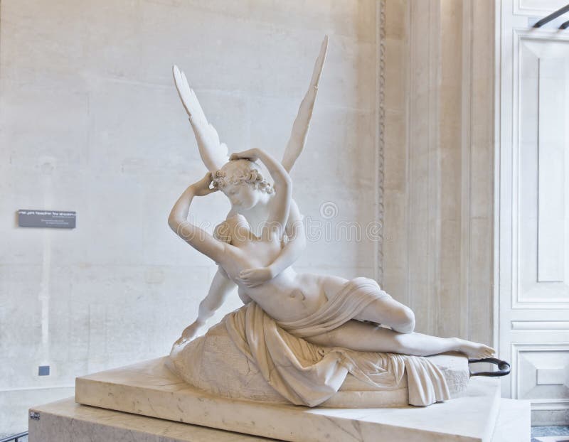 PARIS, FRANCE, August 6, 2014: The kiss of Eros and Psyche by Canova, at the Louvre in Paris, France. PARIS, FRANCE, August 6, 2014: The kiss of Eros and Psyche by Canova, at the Louvre in Paris, France