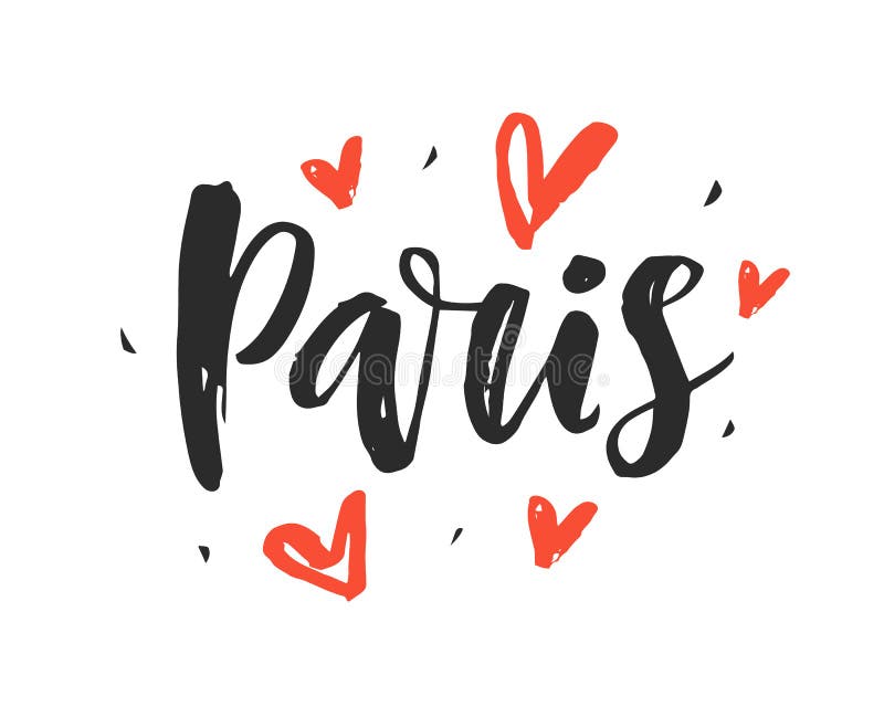 Paris. Modern city hand written brush lettering stock illustration Paris. Modern city hand written brush lettering stock illustration
