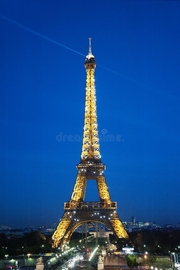 Paris by night: the Eiffel tower royalty free stock photo
