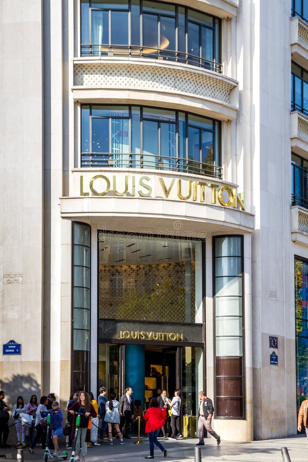 The entrance of Louis Vuitton Paris Store on Boulevard Champs-Elysees,Paris  France Stock Photo - Alamy