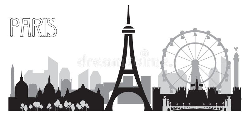 Paris Skyline silhouette 4 stock vector. Illustration of horizontal ...