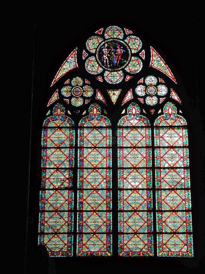 Paris - Stained-glass window of Notre-dame