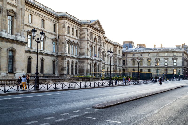 Paris Street Near the Louvre, Stretching To the Horizon. Facades of ...