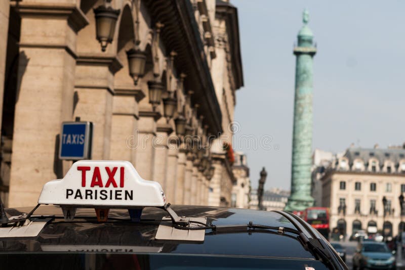Paris Taxi by the Arc De Triomphe Stock Photo Image of quarter