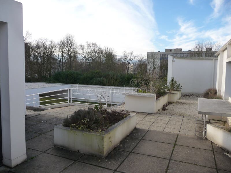 Paris Villa Savoye Roof  View At Corner Stock Photo 