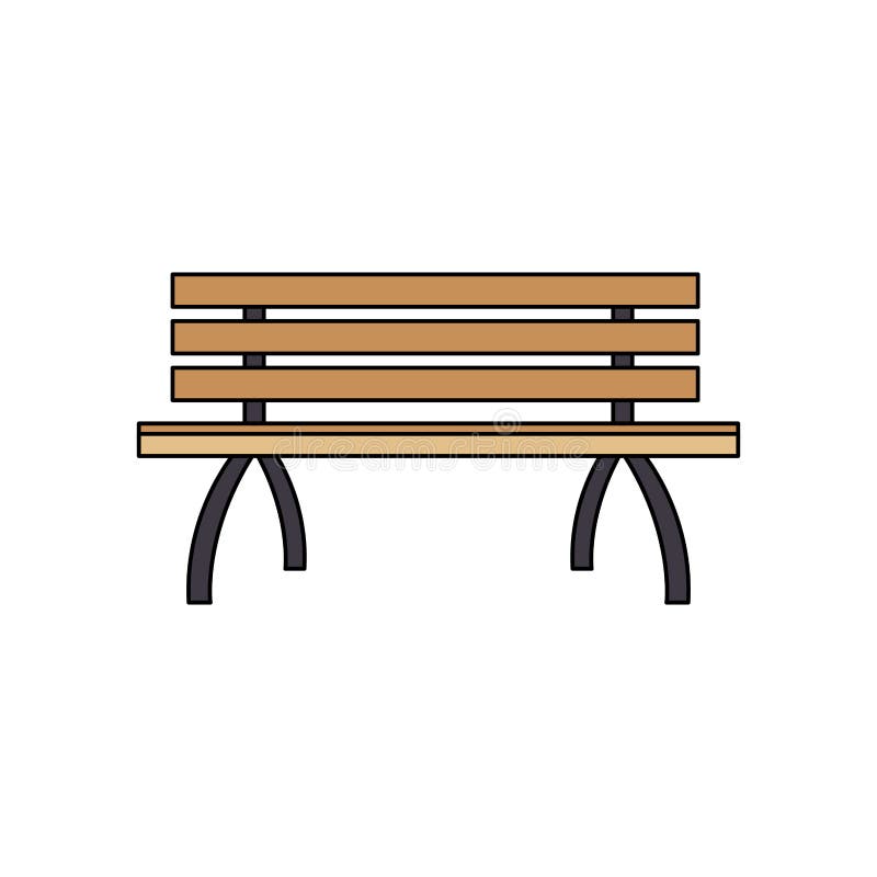 Park with Bench and Trees Cartoon in Black and White Stock Vector