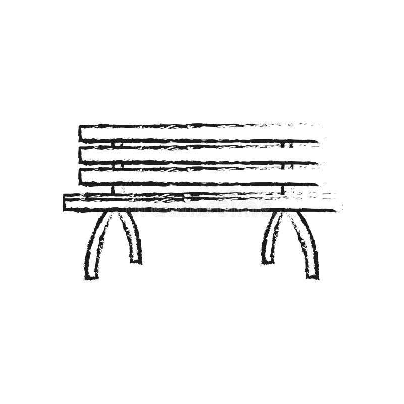 Park with Bench and Trees Cartoon in Black and White Stock Vector