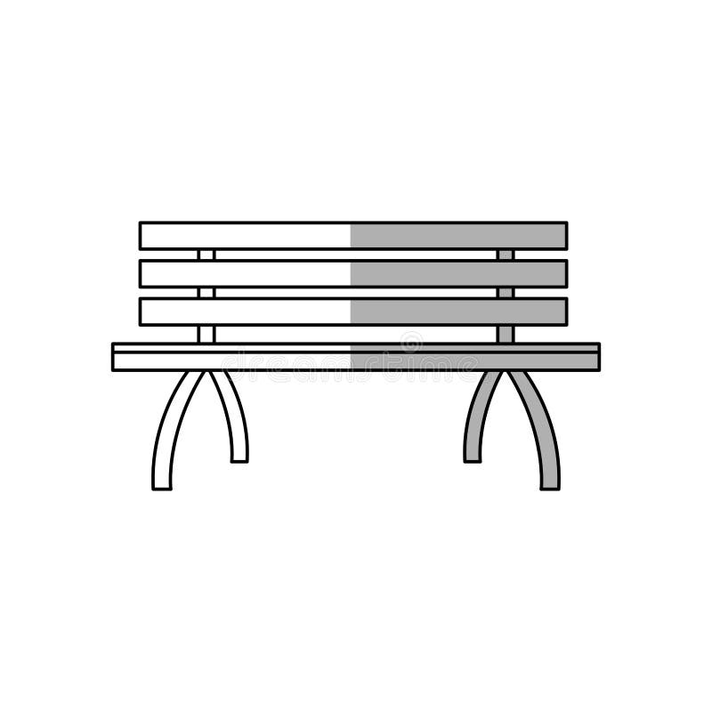 Park with Bench and Trees Cartoon in Black and White Stock Vector