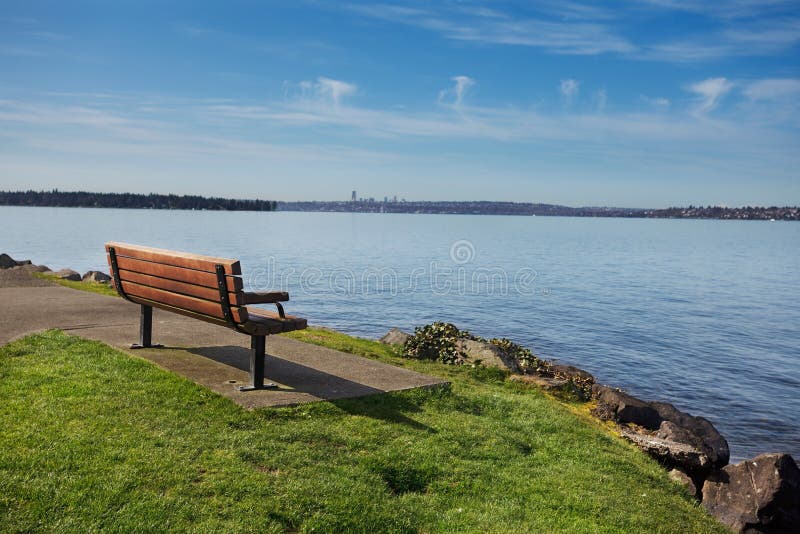 Park bench overlooking Lake Washington