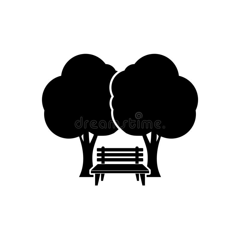 Park Bench with tree icon isolated on white background vector illustration