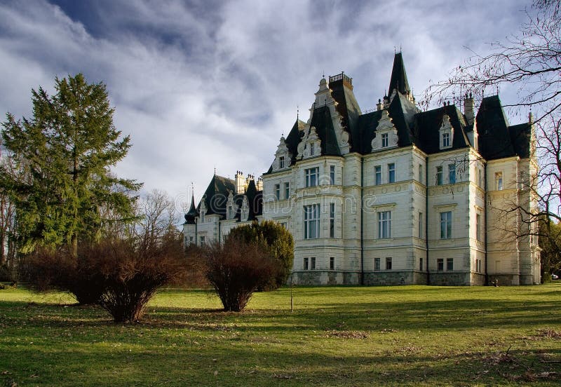 Park with castle in village Budmerice