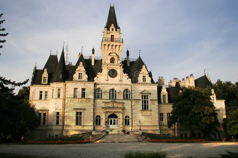 Park with castle in village Budmerice