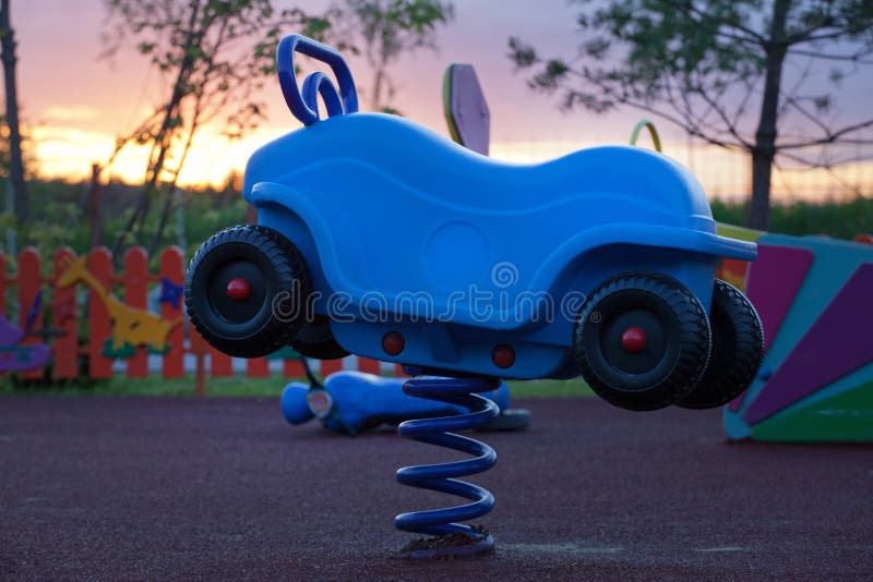 Park Evening Playground Plastic Car Stock Image Image of evening