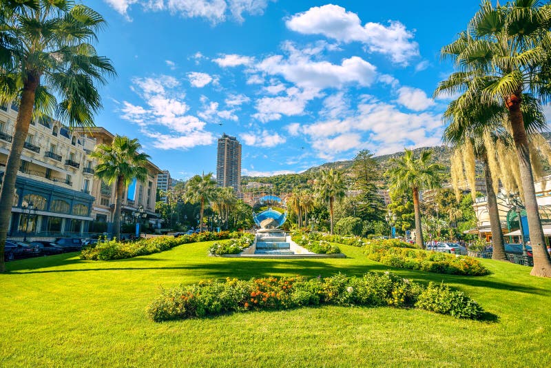 Park at the Place Du Casino. Monte Carlo, Monaco Stock Image - Image of green, luxury: 135419933