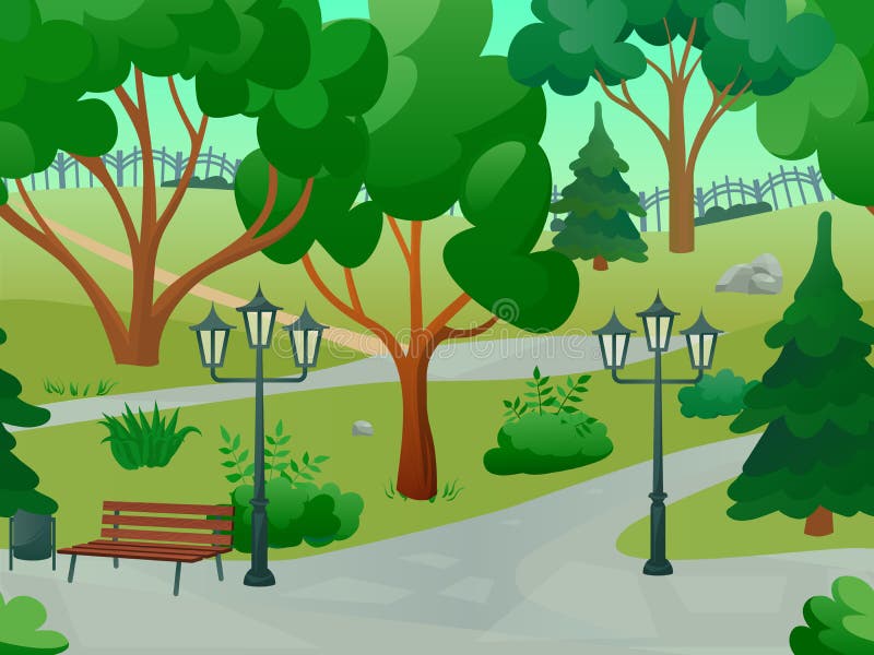 Park Landscape Illustration Stock Vector - Illustration of layout ...