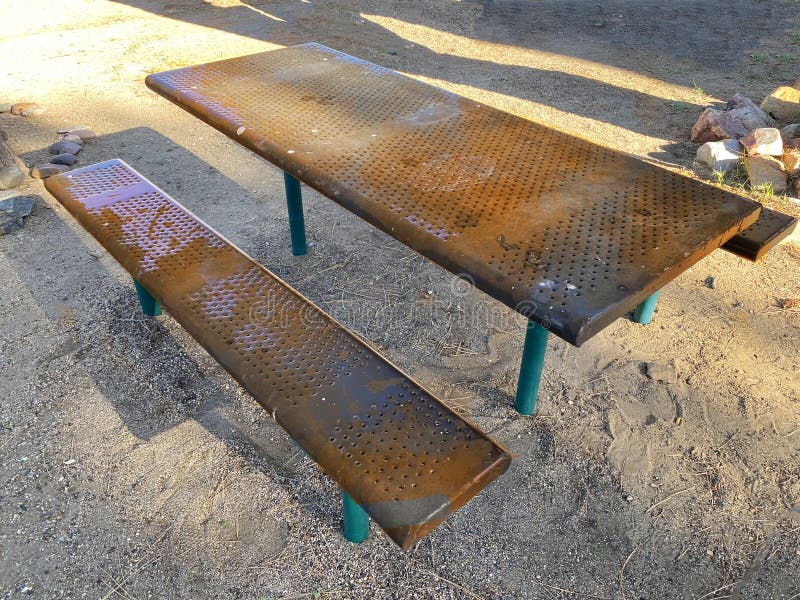 Park Rusty Steel Picnic Table Rusty Old Camping Cook Campground Summer