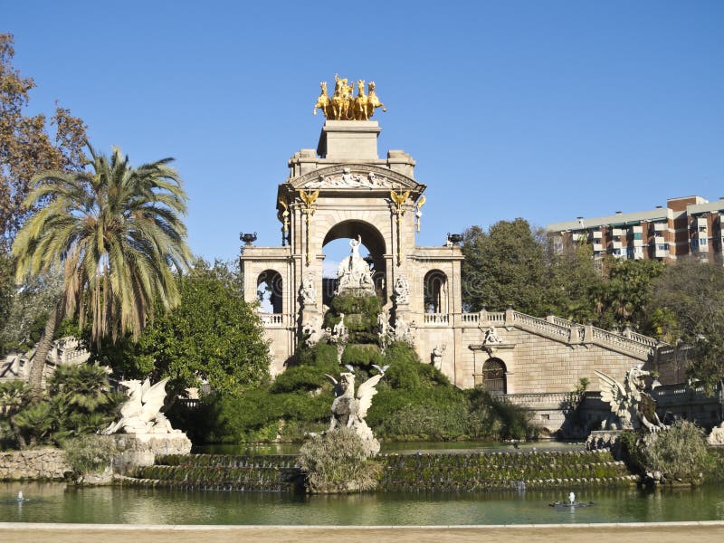 The Park S Fountain. Barcelona, Spain. Stock Image Image of palm, landscape 29299709