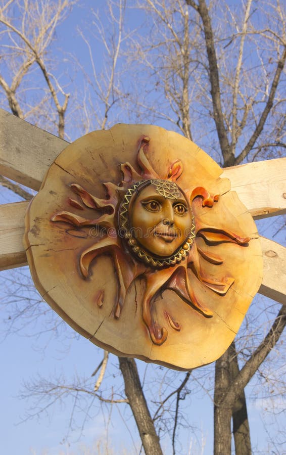 Wooden Sun mask stock photo Wooden Sun mask stock photo