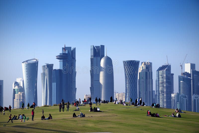 Park w Środkowym Doha obraz stock
