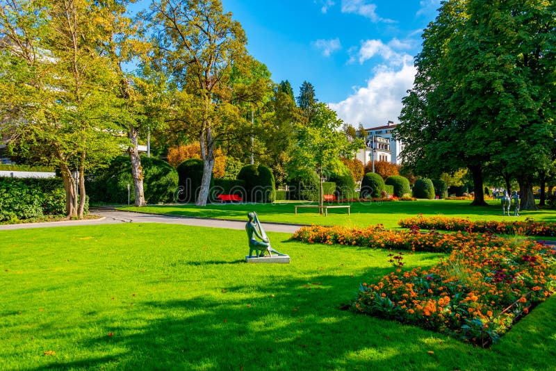 Park at waterfront of lake Lucerne in Luzern, Switzerland