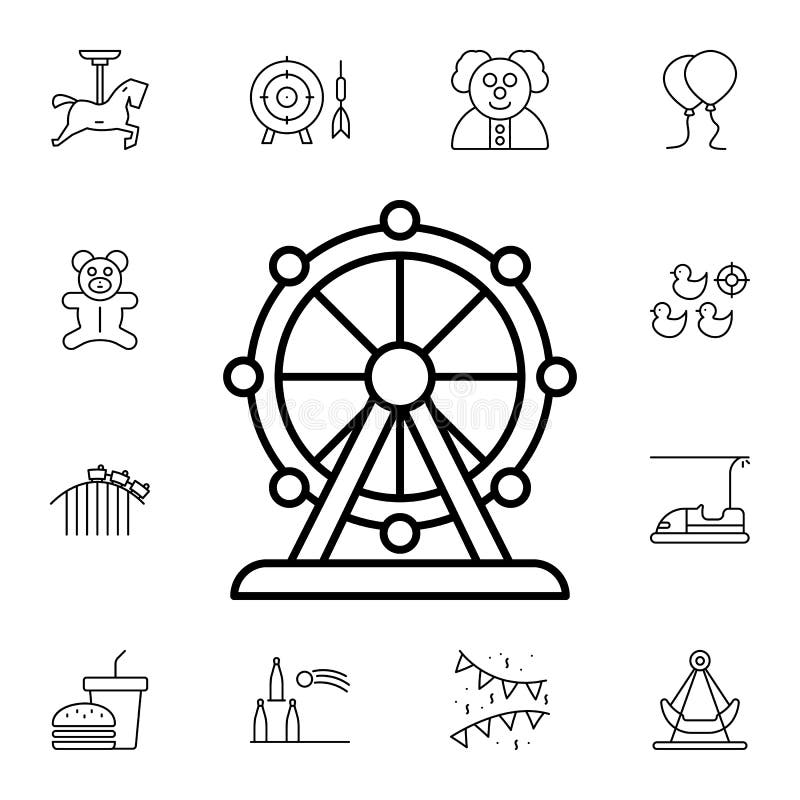 Park wheel, carousel flat vector icon in amusement pack vector illustration