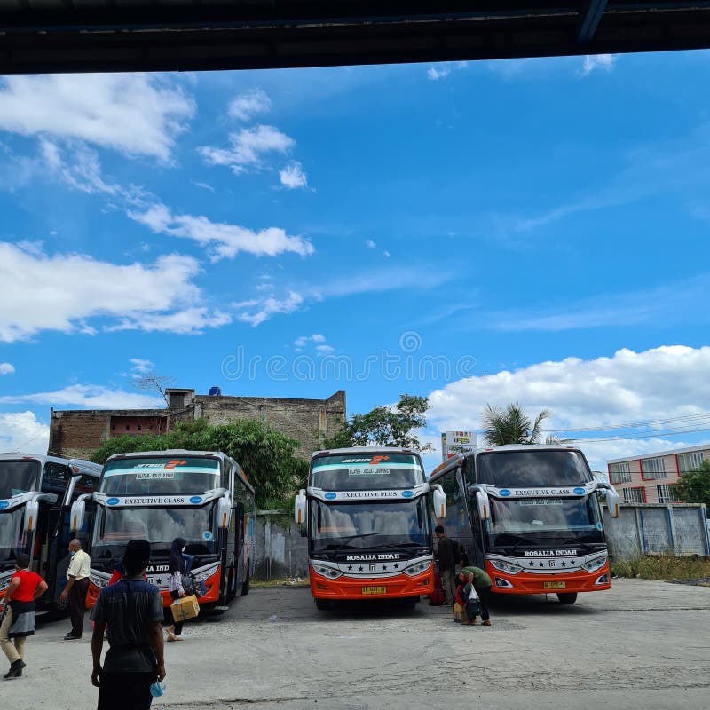 Parking Area Bus Station in Indonesia Editorial Stock Image Image of