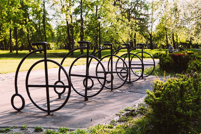Parking for bicycles in the park. royalty free stock photos Parking for bicycles in the park. royalty free stock photos