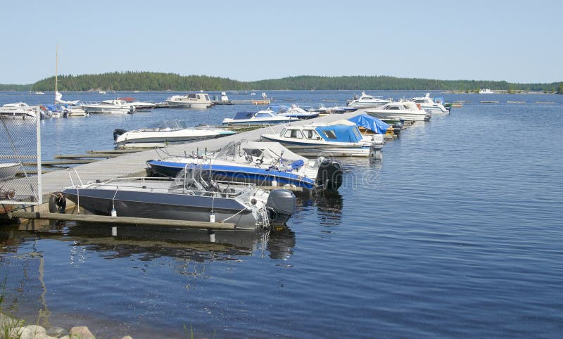 Parking of boats and yachts stock photography