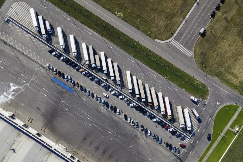 Parking of Large Logistics Park with Warehouse Stock Image Image of