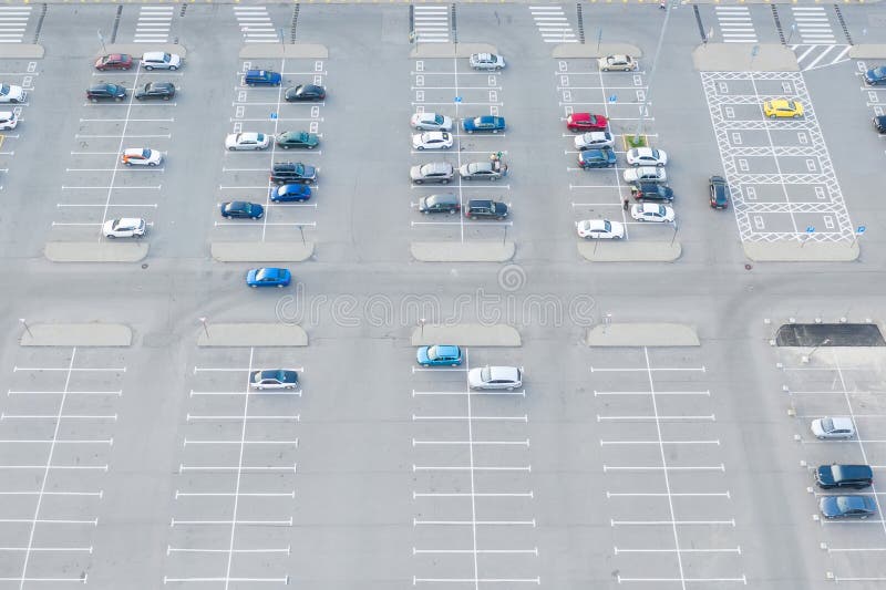 Parking Lot with Markings on the Asphalt from a Height Stock Image