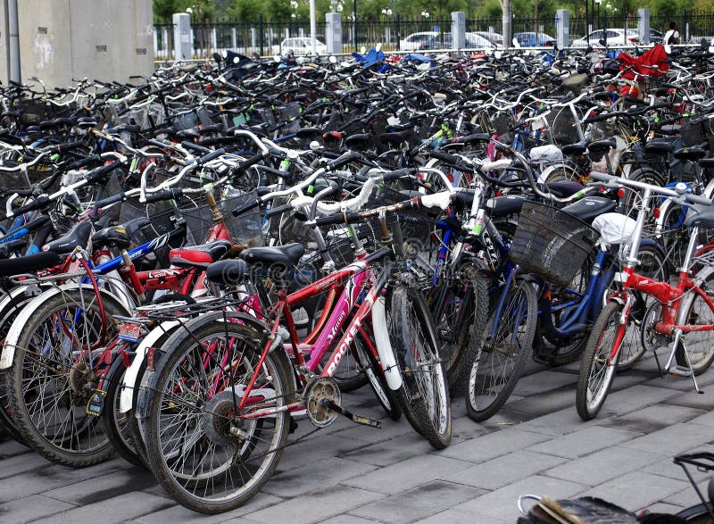Parking lots Bicycles In Beijing,China royalty free stock photo
