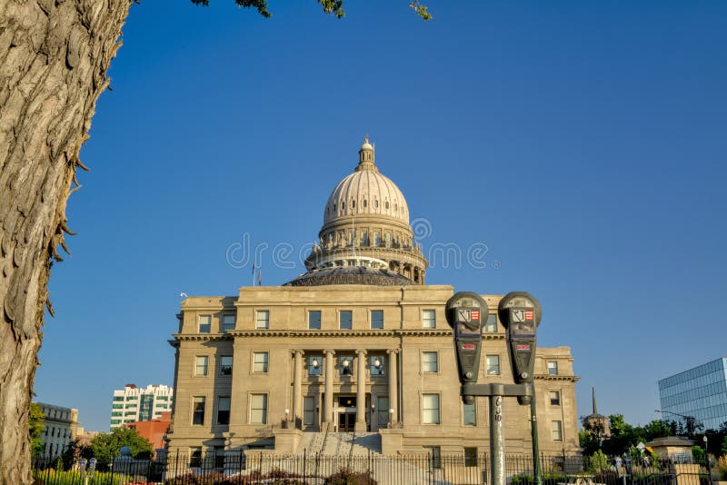 Parking Meter in Front of the Boise Idaho Capital Building Stock Photo