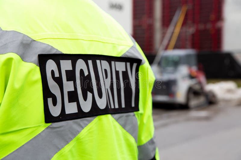 Parking Security Watching Over Parking Lot and Construction Site Stock Image Image of street