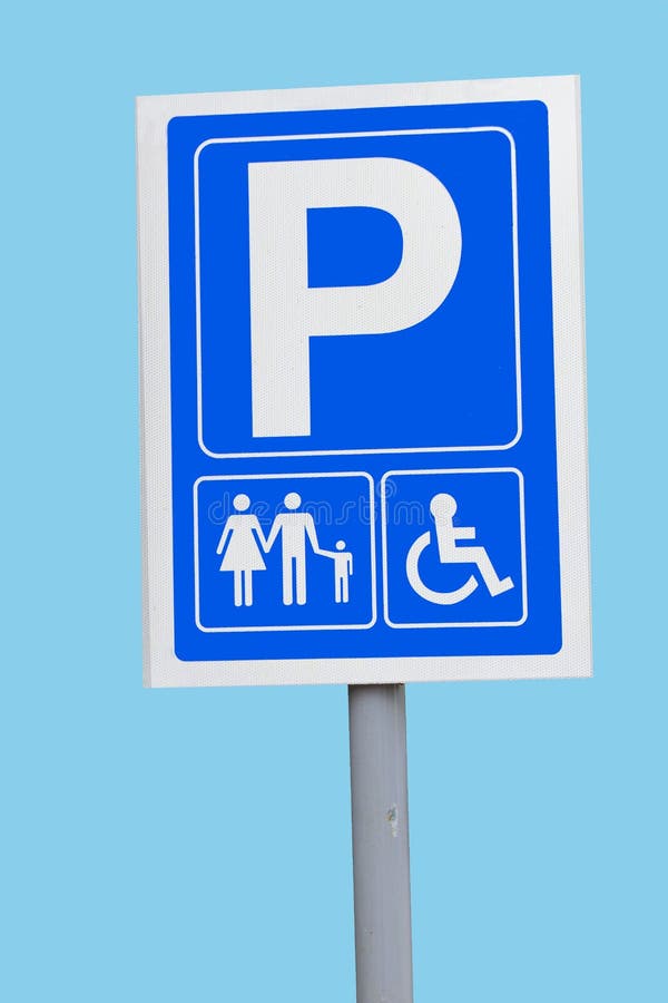 Parking sign for families and disabled