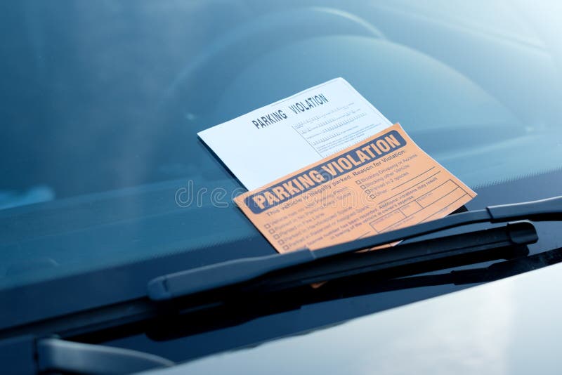 Parking violation ticket fine on windshield