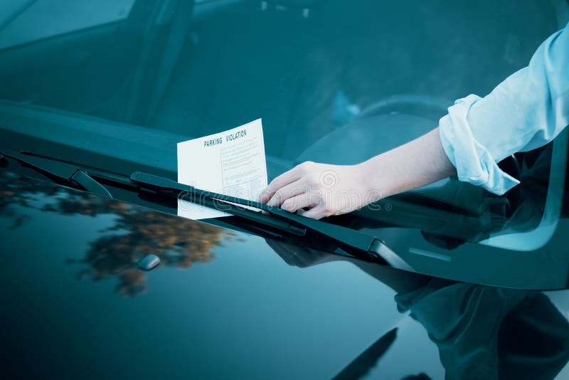 Parking Violation Ticket Fine on Windshield Stock Image Image of