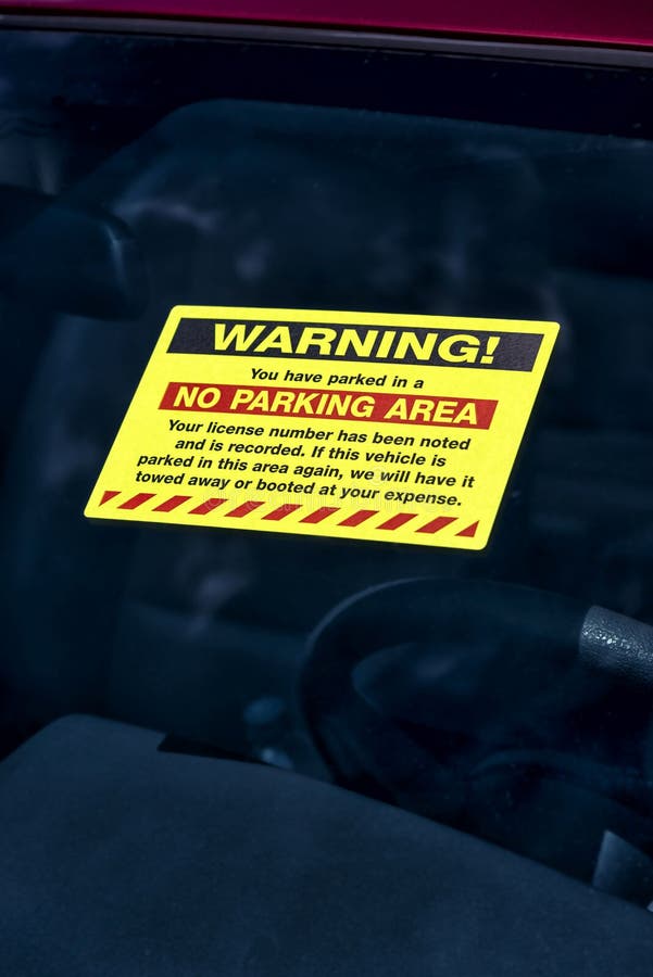 Parking Warning Sign on Windshield Stock Image Image of warning