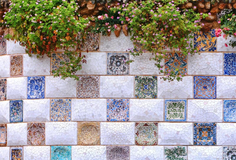 Parkowa Guell mozaiki ściana Parkowa Guell mozaiki ściana