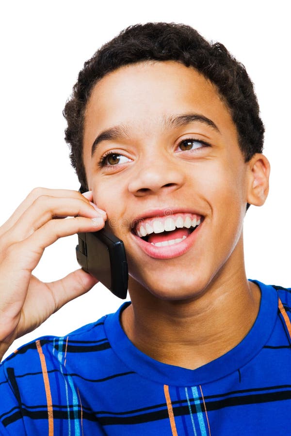 Parler Heureux De Téléphone De Garçon D'adolescent Image stock Image