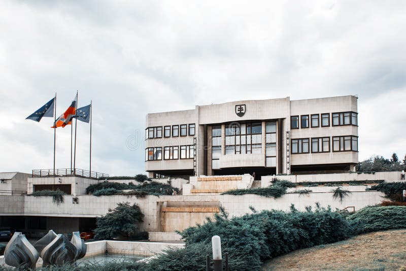 Parliament building in Bratislava, Slovakia, industrial style