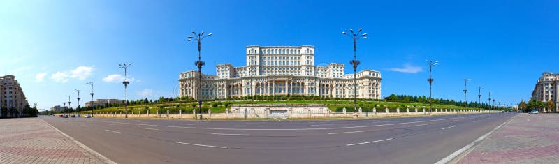 Parliament House panorama, Bucharest, Romania stock images