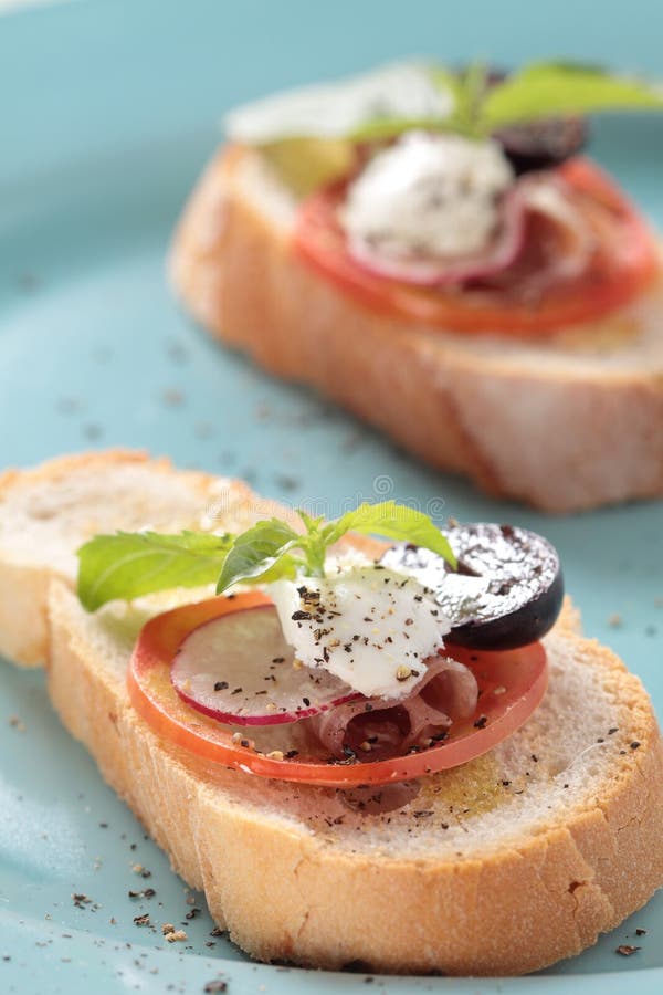 Parma ham and white cheese stock image. Image of radish 8000703