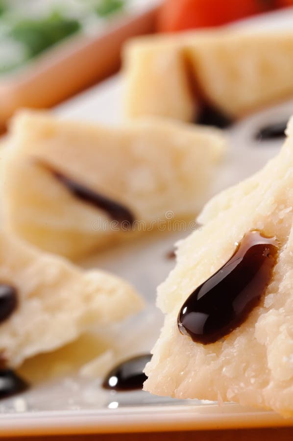 Parmesan Cheese with Balsamic Vinegar Stock Photo Image of leaf