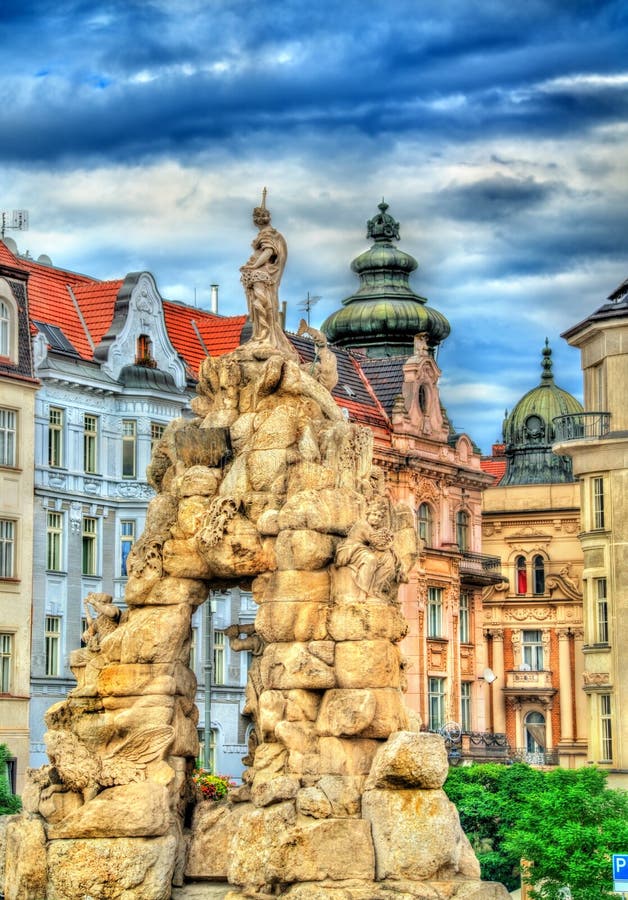 Parnas Fountain on Zerny trh square in the old town of Brno, Czech Republic royalty free stock images Parnas Fountain on Zerny trh square in the old town of Brno, Czech Republic royalty free stock images