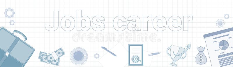 Parola di carriera di lavori sul concetto personale quadrato di sviluppo dell'insegna orizzontale del fondo illustrazione di stock Parola di carriera di lavori sul concetto personale quadrato di sviluppo dell'insegna orizzontale del fondo illustrazione di stock
