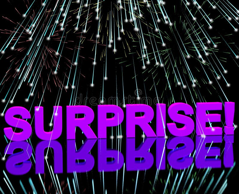 Parola e fuochi d'artificio di sorpresa che mostrano scossa illustrazione di stock Parola e fuochi d'artificio di sorpresa che mostrano scossa illustrazione di stock