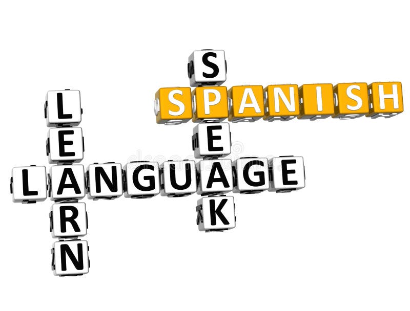 3D Spanish Language Crossword on white background. 3D Spanish Language Crossword on white background