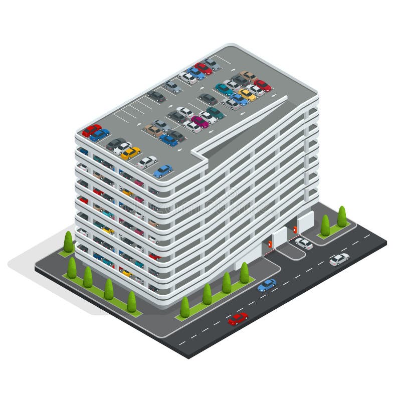 Parque de estacionamento Multi-storey Parque de estacionamento isométrico da cidade Serviço de estacionamento urbano do carro ilustração do vetor Parque de estacionamento Multi-storey Parque de estacionamento isométrico da cidade Serviço de estacionamento urbano do carro ilustração do vetor
