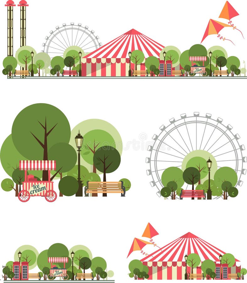 Parque de la ciudad del carnaval stock de ilustración Parque de la ciudad del carnaval stock de ilustración