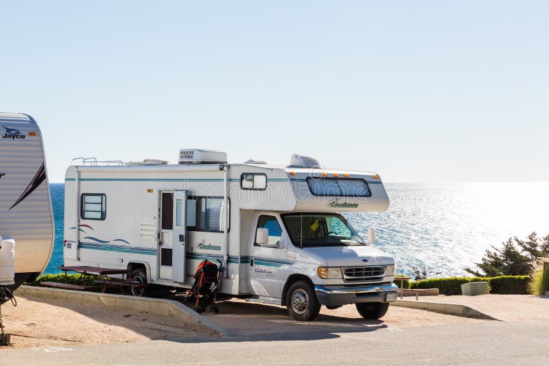 Parque de campismo para autocaravanas fotografia de stock